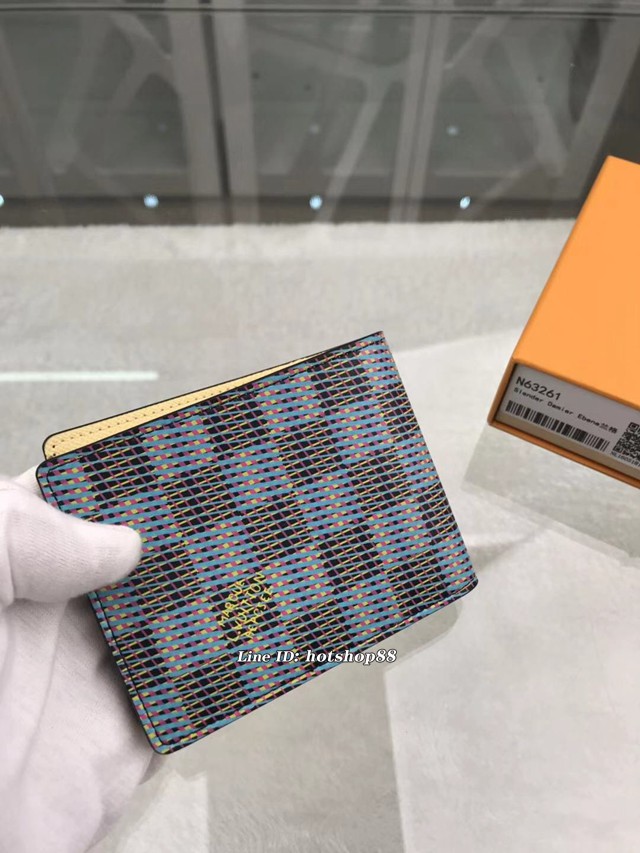 路易威登LV錢包 N63261蘭格 經典圖案浸潤霓虹色彩 Slender錢夾包 LV男士短夾 xxlv1908